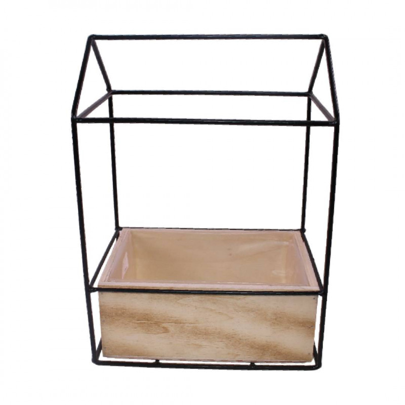 Jardinière en bois avec structure métal 2 tailles - Rennea - Grossiste fleuristes