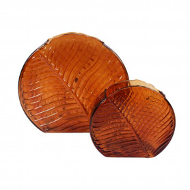 Vase rond structuré feuille 2 tailles - Brumelle - Grossiste pour bouquet de fleurs