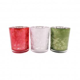 Photophore décor Noël (assortiment 3 couleurs) 2 tailles - Lutine - Fournisseur déco