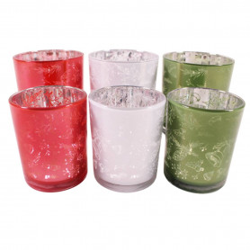 Photophore décor Noël (assortiment 3 couleurs) 2 tailles - Lutine - Fournisseur déco