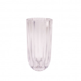 Vase cylindre aspect rainures 2 tailles - Ambrelle - Grossiste verrerie