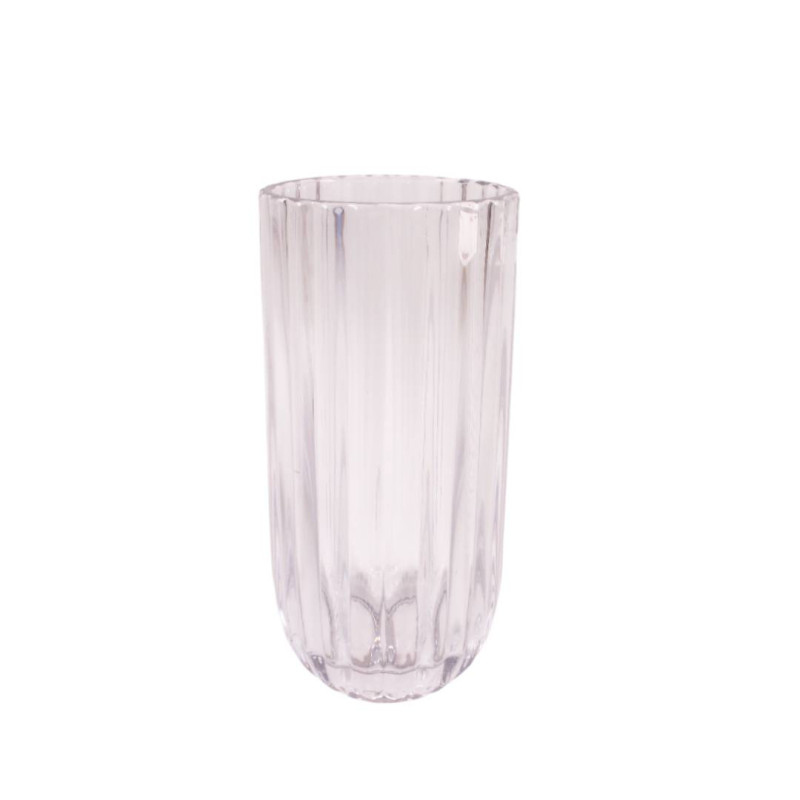 Vase cylindre aspect rainures 2 tailles - Ambrelle - Grossiste verrerie