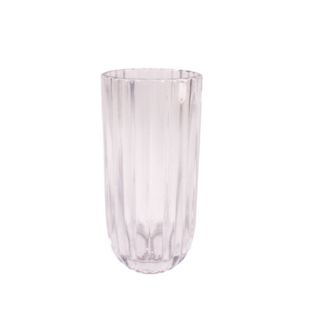 Vase cylindre aspect rainures 2 tailles - Ambrelle - Grossiste verrerie