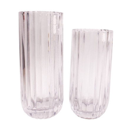 Vase cylindre aspect rainures 2 tailles - Ambrelle - Grossiste verrerie