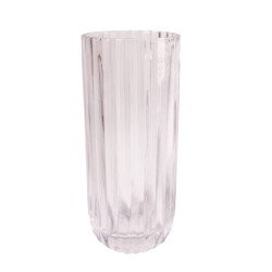 Vase cylindre aspect rainures 2 tailles - Ambrelle - Grossiste verrerie