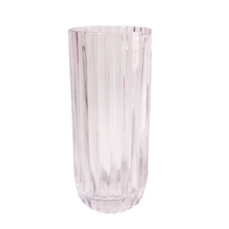 Vase cylindre aspect rainures 2 tailles - Ambrelle - Grossiste verrerie