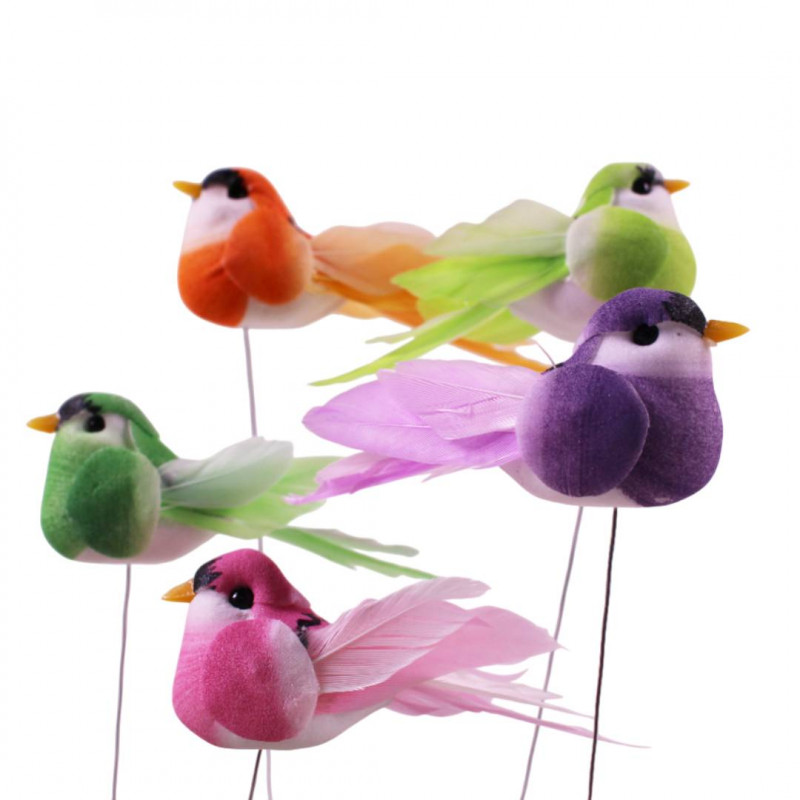 12 oiseaux à piquer - Grossiste pour fleuriste outils déco événements 12 oiseaux à piquer - Grossiste pour fleuriste outils déco événements