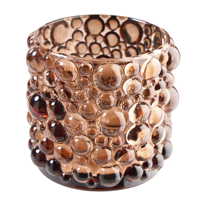 Photophore bulles marron - Grossiste verrerie déco