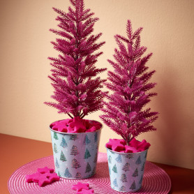 Cache-pot en zinc motif sapin - Grossiste pour fleuristes