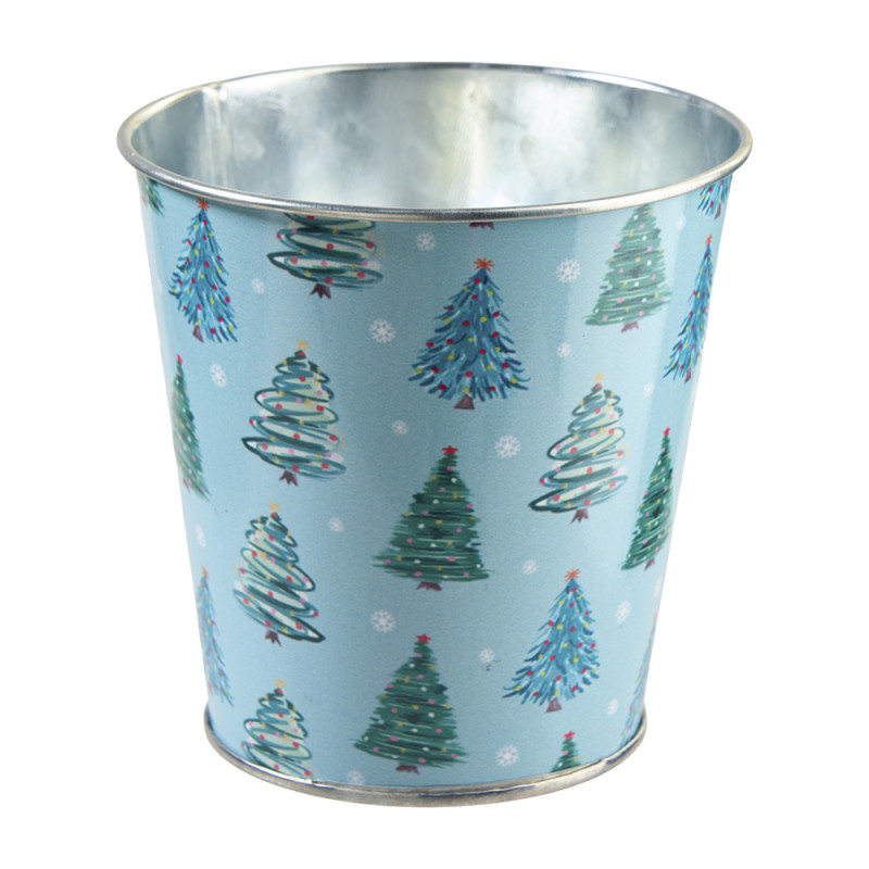 Cache-pot en zinc motif sapin - Grossiste pour fleuristes