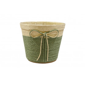 Paquet de 4 cache-pots en plastique + jute vert - Grossiste fleuristes