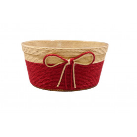 Paquet de 4 coupes en plastique + jute rouge - Grossiste fleuristes