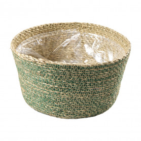 Panier en jute jonc de mer vert - Grossiste fleuristes et jardineries