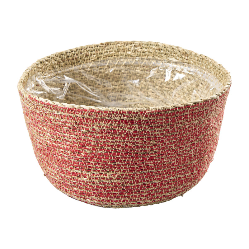 Panier en jute jonc de mer rouge - Grossiste fleuristes et jardineries
