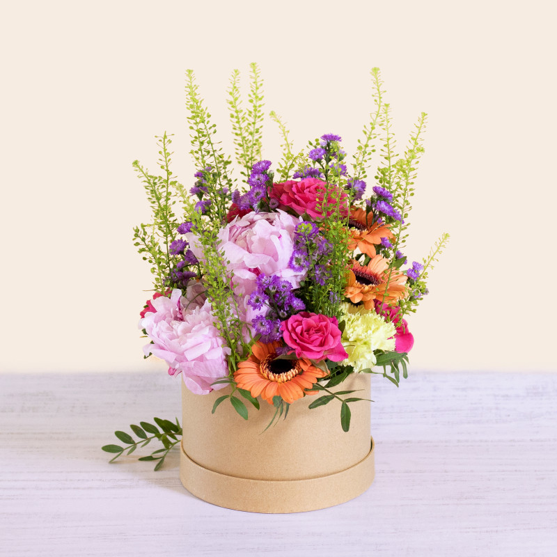 Boite à chapeau kraft - Fournisseur bouquets de fleurs - Grossiste - Joyeuse saint valentin