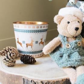 Cache-pot en zinc à motif 2 tailles - Givrella - Grossiste contenants Noël