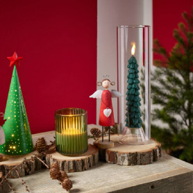 Paquet de 2 bougies sapin avec Led - Grossiste déco Noël