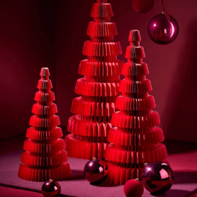 Sapin en papier rouge bordeaux - Grossiste en décoration de Noël
