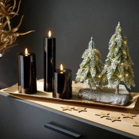 Sapin sur bûche enneigé avec Led - Fournisseur de décoration de Noël