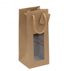 Sac kraft à fenêtre pour spiritueux 12x11x28cm - Lapenra - Emballage - Grossiste