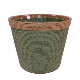 Cache-pot vannerie vert en osier - Grossiste fleuriste et jardinerie