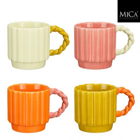 Tasse avec anse (assortiment 4 couleurs) - Grossiste décoration