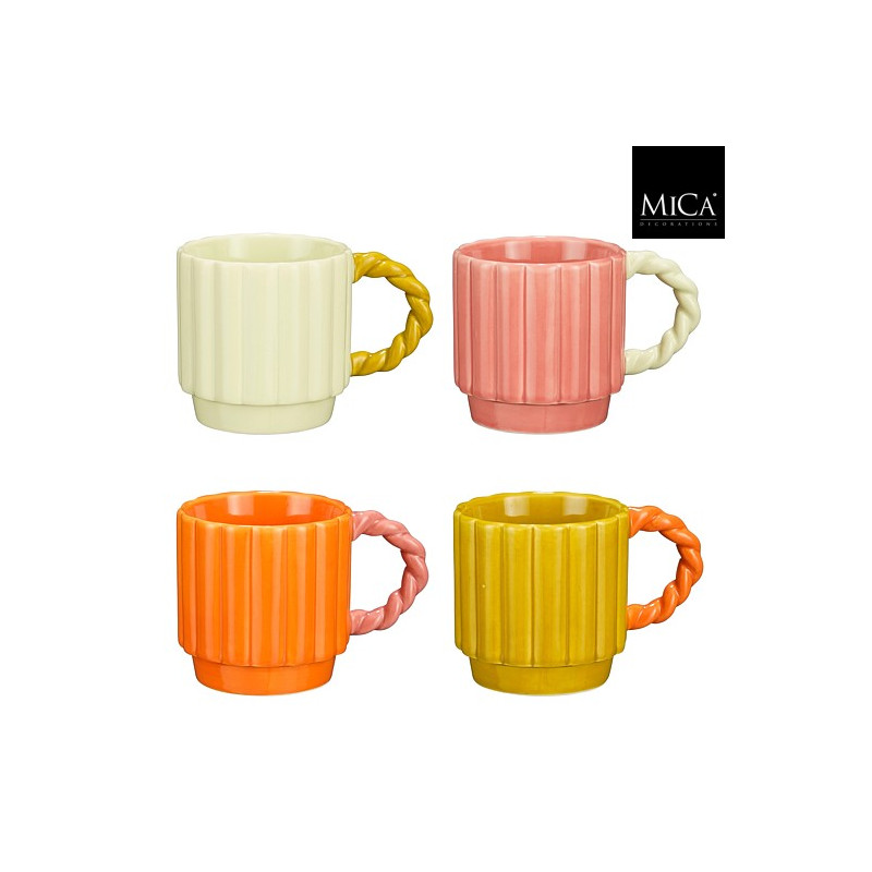 Tasse avec anse (assortiment 4 couleurs) - Grossiste décoration Tasse avec anse (assortiment 4 couleurs) - Grossiste décoration