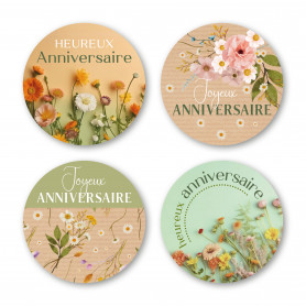 Etiquettes adhésives joyeux anniversaire - Grossiste accessoires emballages