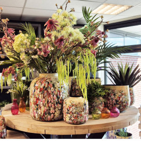 Vase en métal décor floral - Grossiste fleuriste
