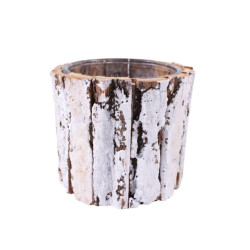 Cache-pot rond en verre extérieur écorce - Grossiste jardinerie et fleuriste