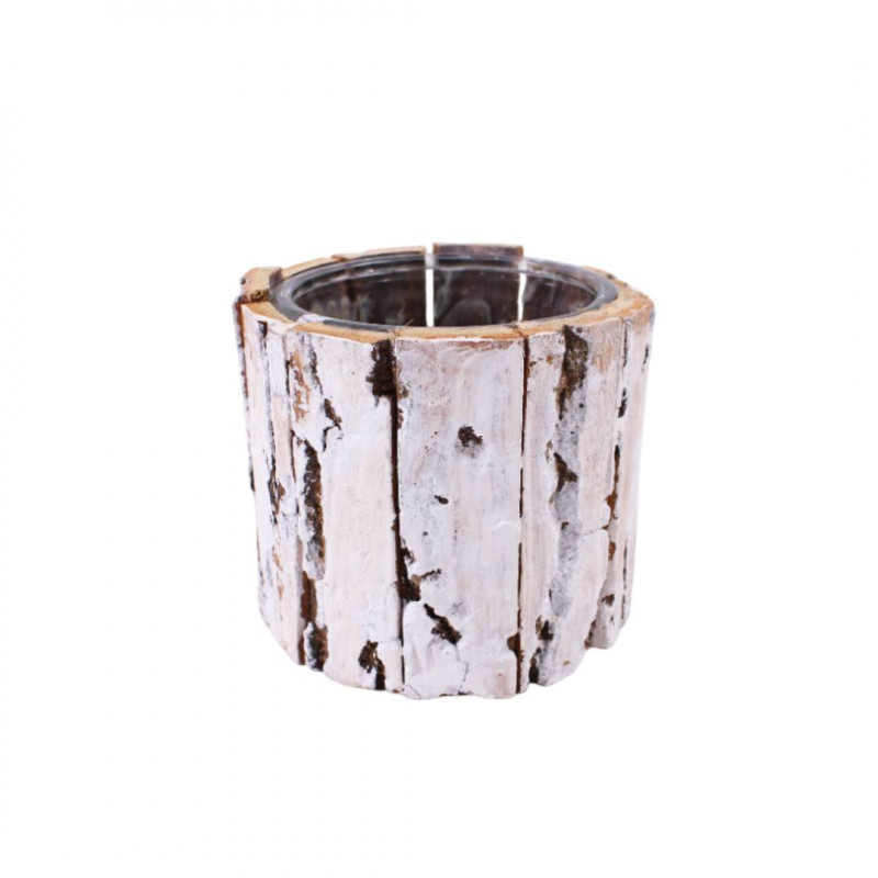 Cache-pot rond en verre extérieur écorce - Grossiste jardinerie et fleuriste