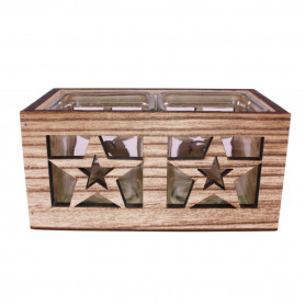 Contenant verre déco bois - Fournisseur déco Noël