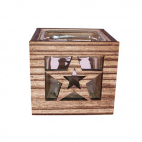 Contenant verre déco bois - Fournisseur déco Noël