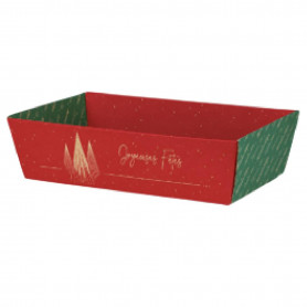 Barquette en kraft "joyeuses fêtes" - Grossiste pour les professionnels