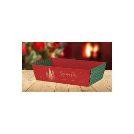 Barquette en kraft "joyeuses fêtes" - Grossiste pour les professionnels