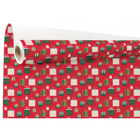 Rouleau de papier cadeau kraft rouge - Grossiste pour les commerçants