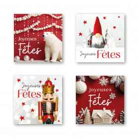 Etiquettes adhésives "joyeuses fêtes" - Fournisseur emballage Noël