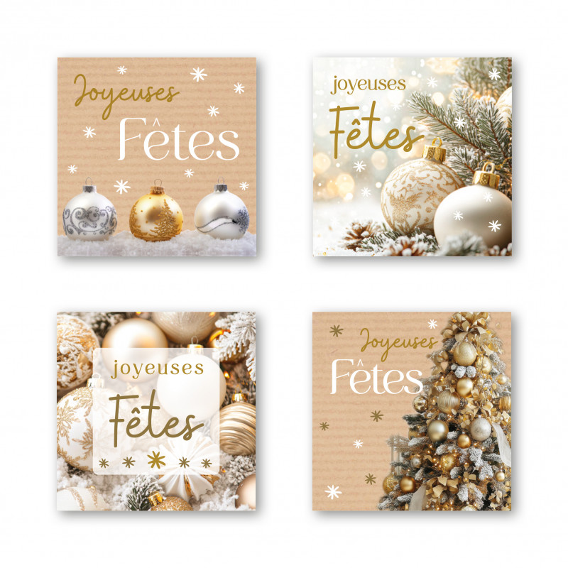 Etiquettes autocollantes "joyeuses fêtes" - Fournisseur emballage Noël Etiquettes autocollantes "joyeuses fêtes" - Fournisseur emballage Noël
