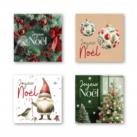 Etiquette carrée adhésive "joyeux Noël" - Fournisseur emballage Noël