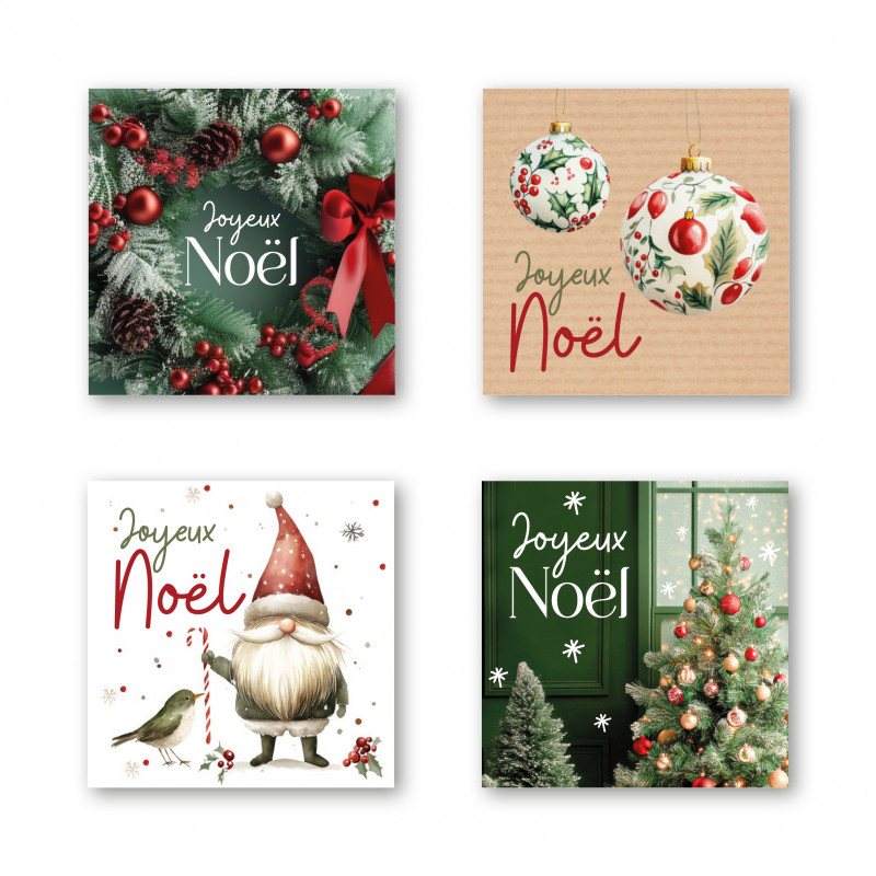 Etiquette carrée adhésive "joyeux Noël" - Fournisseur emballage Noël Etiquette carrée adhésive "joyeux Noël" - Fournisseur emballage Noël