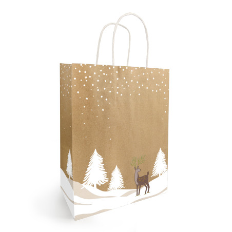 Paquet de 50 sacs en kraft déco Noël - Grossiste pour commerçants