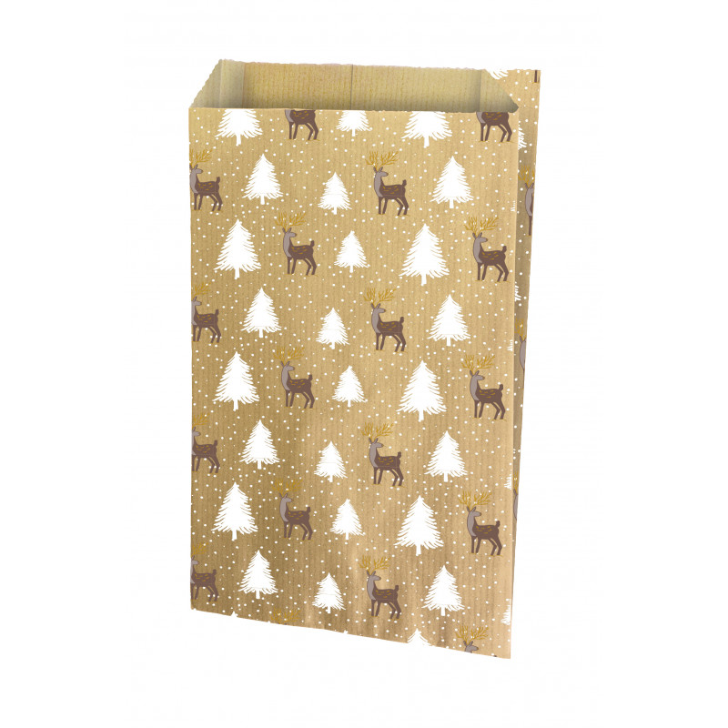 Paquet de 150 pochettes en kraft déco Noël - Grossiste pour commerçants