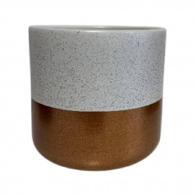 Cache-pot bicolore beige cuivre - Grossiste fleuriste et jardinerie