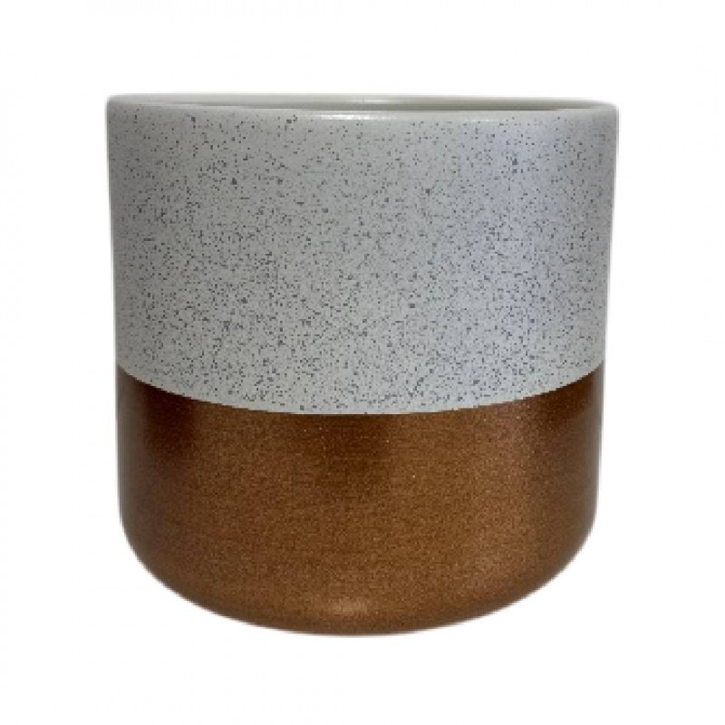 Cache-pot bicolore beige cuivre - Grossiste fleuriste et jardinerie