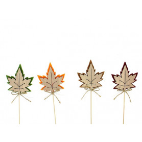 Sachet de 12 pics en bois - Feuilles d'automne - grossiste fleuriste