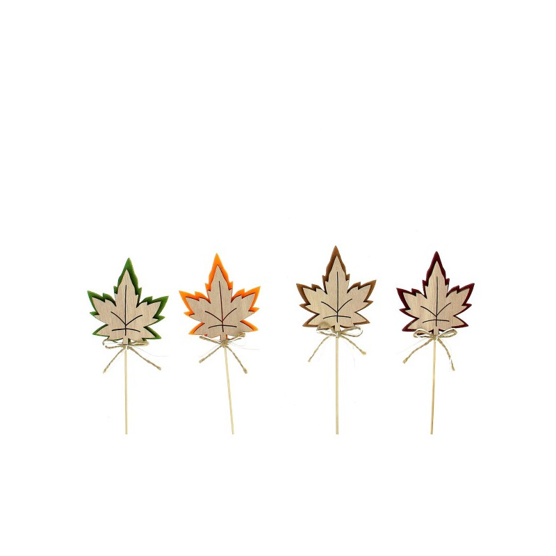 Sachet de 12 pics en bois - Feuilles d'automne - grossiste fleuriste