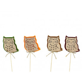 Sachet de 12 pics en bois - Hibou - grossiste fleuriste