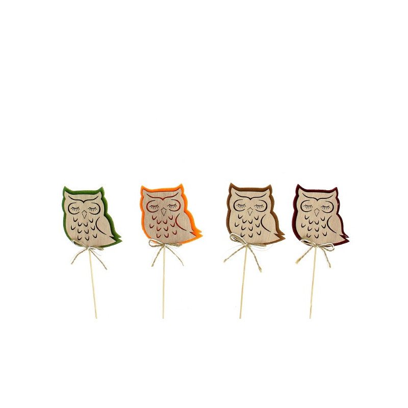 Sachet de 12 pics en bois - Hibou - grossiste fleuriste Sachet de 12 pics en bois - Hibou - grossiste fleuriste