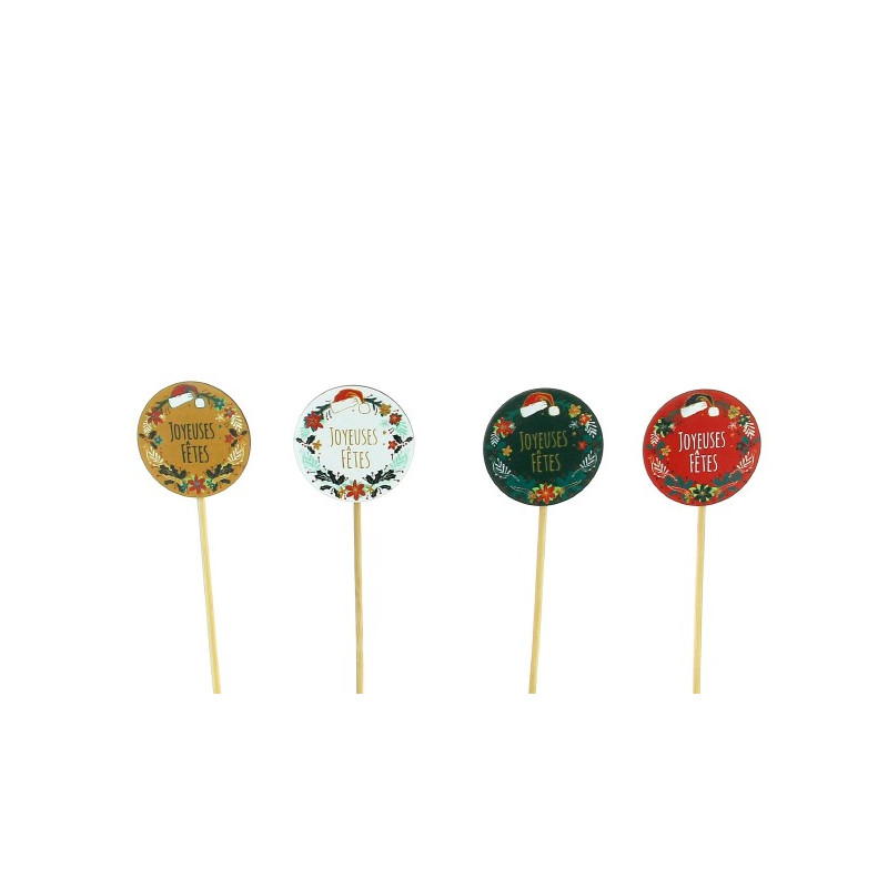 Sachet de 12 pics en bois H. 26cm "fêtes de fin d'année" - grossiste fleuriste Sachet de 12 pics en bois H. 26cm "fêtes de fin d'année" - grossiste fleuriste