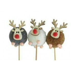 Sachet de 12 pics en bois 25cm - Rennes de Noël - grossiste fleuriste